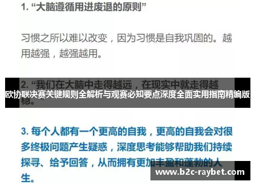 欧协联决赛关键规则全解析与观赛必知要点深度全面实用指南精编版